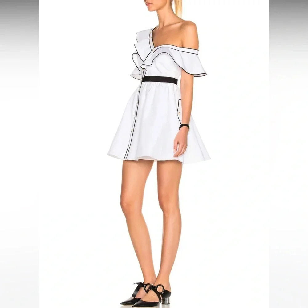 Self-Portrait White Ruffle Dress - Picture 4 of 11
